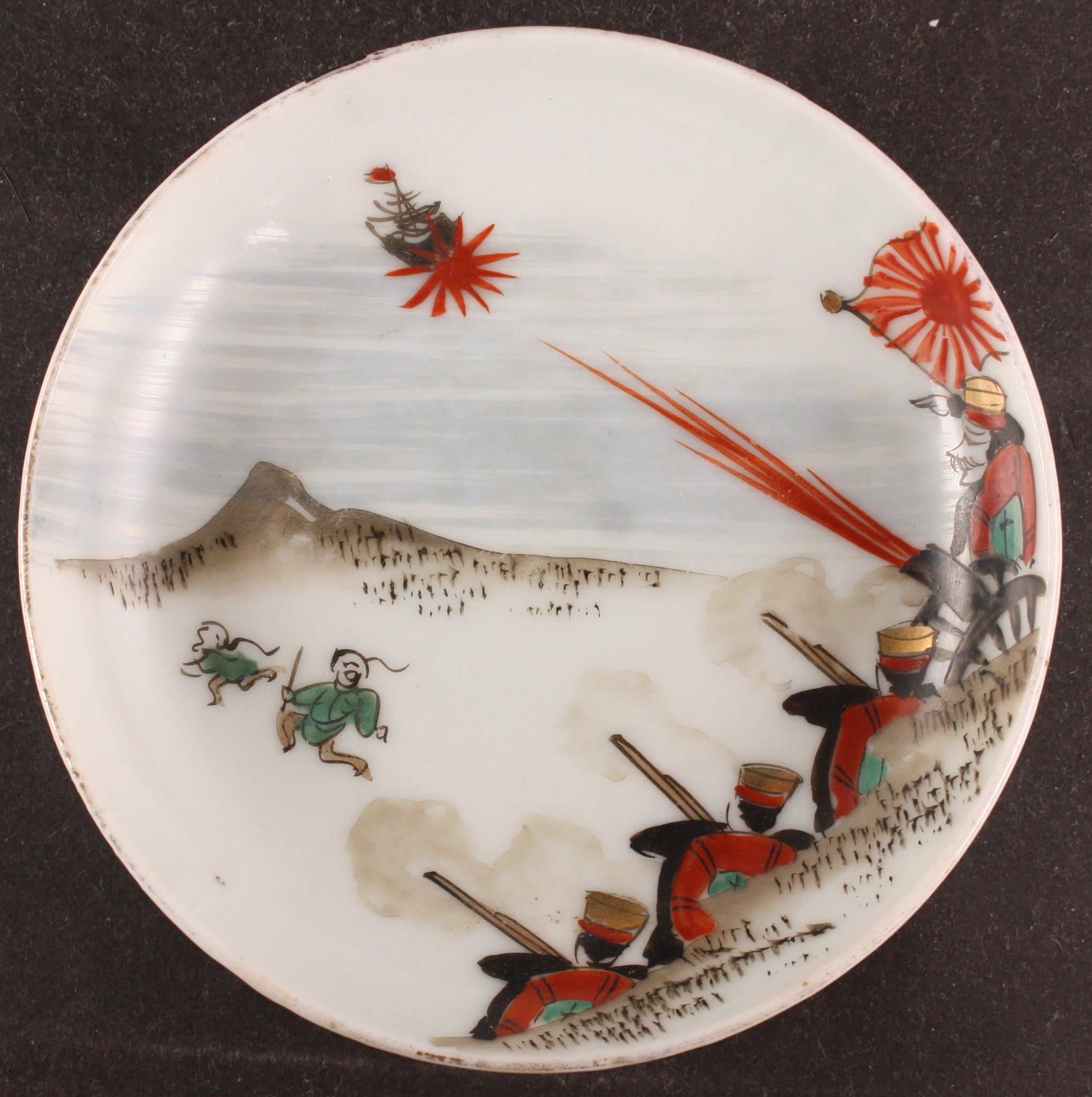 Very Rare Antique Japanese Military 1895 Qing Soldiers Retreat Army Dish