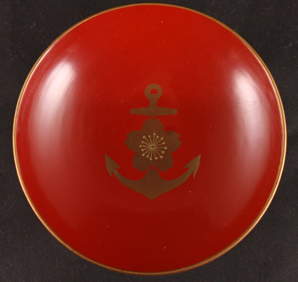Antique Japanese Military WW2 Great East Asian War Navy Department Lacquer Sake Cup