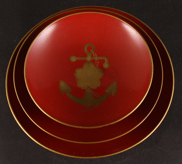 Very Rare Antique Japanese WW1 1916 Cruiser Akashi SE Asia Patrol Lacquer Sake Cups